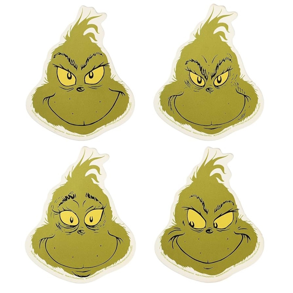 Dr. Seuss nwt Grinch Face Expressions Shaped Ceramic Coaster Set ceramic